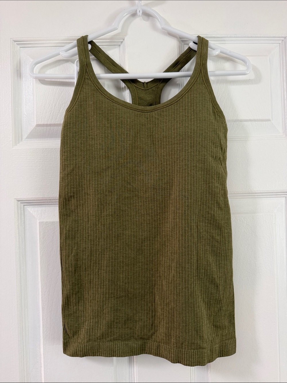 Lululemon Ebb to Street Tank in Olive Green Ribbed Racerback Tank Top size 6